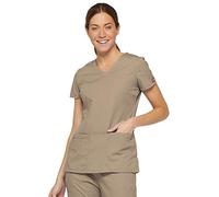 Dickies womensMultiple Patch PocketsEds Signature V-Neck Top with Multiple Patch Pockets Short Sleeves Medical Scrubs Shirt - Brown - Small