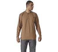Dickies - T-Shirt for Men, Long Sleeves Henley Tee, Front Pocket with Logo, Brown Duck, L