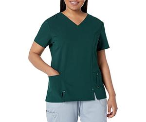 Dickies Xtreme Stretch Ladies V-Neck Top (Hunter Green, S)