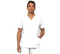 Dickies Xtreme Stretch Men's V-Neck Scrub Top, White, S