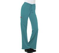 Dickies Xtreme Stretch Scrubs for Women, Drawstring Flare Leg Cargo Pant 82011, Teal, XXL