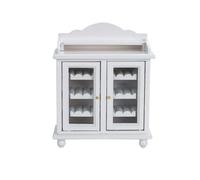 Dickly 1:12 Scale Wooden Dollhouse Cabinet Realistic Wood Miniature Storage Cabinet Vintage Dollhouse Miniature Bookcase for Diorama Makers, White