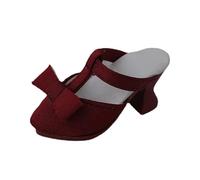 Dickly 1/4 BJD Doll Shoes for 18 Inch Dolls, High Heel Sandals with Bow, Red