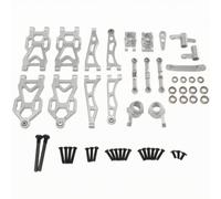 Dickly 1 Piece 1 16 Scale Metal RC Car Parts Kit with Front and Rear Upper Lower Shock Absorbing Linkage Arms Steering Spindles Rear Hubs Adjustable Steering, Silver