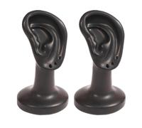 Dickly 2 Pieces Ear Model Earring Display Stand with Round Base Mannequin Earring Hanger for Countertop Desktop Show Malls, Black
