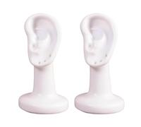Dickly 2 Pieces Ear Model Earring Display Stand with Round Base Mannequin Earring Hanger for Countertop Desktop Show Malls, White