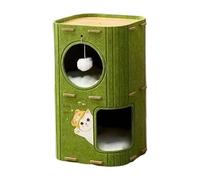 Dickly 2-story Cat Bed, Cave, Cat House, Enclosed Bed, Covered Tunnel, Condo for Hiding Multicat, Green