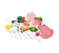 Dickly 25-piece Children's Play Kitchen Toy Accessories Set, Realistic, for Family Time Together, Stainless Steel Cookware