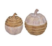 Dickly 2Pcs Halloween Pumpkin Decorations Outdoor Pumpkin Ornaments Artworks Resin for Farmhouse Kitchen Countertop Fall Fireplace
