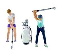 Dickly 3 Pieces 1:64 Scale People Figures with Golf Bag Fairy Garden Dioramas Decor