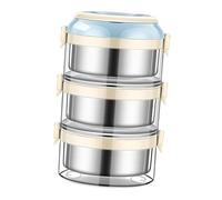 Dickly 3 Tier Stackable Stainless Steel Lunch Box with Built-in Handle Large Capacity Suitable for Business And Family Needs, Blue