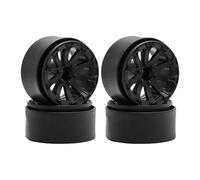 Dickly 4 Pieces Beadlock Wheel Rims, 1.9 inch Tire Spoke Rims Accessories Spare Parts, Wheel Hubs for 1:10 1:12 RC Toy Crawling Car, Black