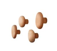 Dickly 4 Pieces Wall Mount Hooks Wooden Coat Hooks Hat Hooks Towel Hooks with Secure Hardware and Stable Hold in Black Walnut, Nordic Creative Solid Wood Pebble Hook, Beech Wood Material, Set of 4