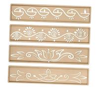 Dickly 4 X Diwali Stencils, Hollow Drawing Template, DIY Graffiti Stencil, Rectangular Botanical Stencil Set for Card Making, Style A