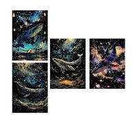 Dickly 4x Scratch Paper Craft Project Sets for Kids, Painting Paper, Creative Gift, Scratch Painting Accessories for Toys, Blue whale