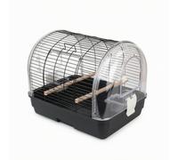 Dickly Acrylic Bird Cage Clear Parrot Cage Aviary Carrier Habitat With Black Wire Frame Ebony Base Removable Tray And Wooden Perches Portable With Top Handle suitable for travel outdoor trips home use