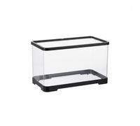 Dickly Acrylic Terrarium Reptile Tank Habitat Enclosure With Sliding Door And Vent Thick PET For Impact Resistant suitable for geckos scorpions hermit crabs frogs desktop shelf, Black, L