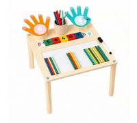 Dickly Activity Table with Hand-Shaped Holders Wooden Educational Play Table Sensory Toy for Classroom, Number Board