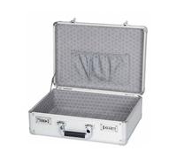 Dickly Aluminum Storage Case Locking Organizer Box With Double 3-Digit And Corner Guards Soft Interior Lining And Mesh Pocket Suitable for home use office, Bright Silver, M P-lock