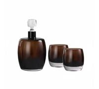 Dickly Amber Beverage Container Decanter Set Bottle Glasses Barware Crystal Glass Hand Hammered Texture Modern Luxury Silhouette Suitable for Living Room Display Home bar Gift Giving