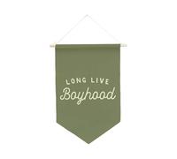 Dickly Banner for Boys' Rooms with The Inscription 'Long Live Boyhood', Wall Hanging for Parties, Green