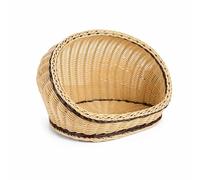 Dickly Bed Wicker Basket Nest Cave House With Shelter Style Entry And Airy Rattan Pattern For Private Lounging And Floor Stand, Beige, L 62 44 13 26cm