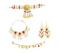 Dickly Belly Dance Jewelry Set Vintage Head Chain for Halloween Carnival Performances, Hook Earrings