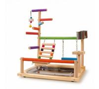 Dickly Bird Climbing Structure Parrot Playstand Perch Ladder Gym With Wooden Base Metal Cups And Textured Grips suitable for office desks living tables pet interaction