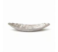 Dickly Boat Like Decorative Tray Crafted from Hammered Aluminum with Retro Patina Fruit Serving Bowl for Dining Room Use Dry, 53x14.5x10cm, Small Long Hammered Silver Tray