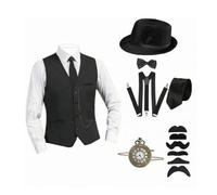 Dickly Breathable Retro Attire | Classic Formal Styling, 1920s Outfit, Costume Set with Pocket Watch, for Theatrical Performances
