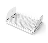 Dickly Cat Litter Enclosure Litter Tray With Guard Panels And Shallow Profile perforated top to catch granules suitable for kittens compact studios tiny homes, White