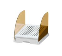 Dickly Cat Sand Control Ladder Litter Step Ramp Tray Pet Litter Control Design With Instant Drop Holes And Curved Guards Suitable for cat dads first time, White, 30 24 24