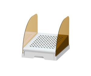 Dickly Cat Sand Control Ladder Litter Step Ramp Tray Pet Litter Control Design With Instant Drop Holes And Curved Guards Suitable for cat dads first time, White, 30 24 24
