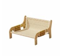 Dickly Cat Scratching Board Bed Couch Lounge Chair Hammock With Sturdy Wood Frame And Bamboo Rattan Mat For Wear Resistant Daily Use suitable for home living, Upgraded Wooden Cat Bed With Sisal Mat