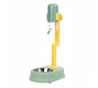 Dickly Ceramic Feeder Cat Water Dispenser Hanging Pet Waterer Raised Pet Water Bowl Drinking Station With Angled Outlet Space Saving Base Ceramic, Dian Green, Stainless Steel Bowl