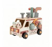 Dickly Children Assembly Vehicle Wooden Activity Car Toy Truck Tool Van With Screw And Nut Fasteners Rotating Gears Wrench Lever Pretend Play Roles suitable for preschool playroom, Ambulance