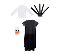Dickly Children Costume Bird Outfit Set With Hooded Drape Feather Skirt Inner Top Gloves Polyester Material With Playful Beak And Eyes suitable for school, color to 1, size to 1