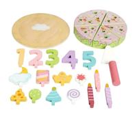 Dickly Children Educational Cake Wooden Pretend Play Birthday Cake Food Set With Removable Slice Sections Slot In Candles Lollipops Plate suitable for playroom activities early education