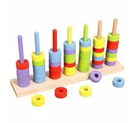 Dickly Children Stacking Rings Educational Toy Wooden Sorting Rings Puzzle Stacker Set With Color Matching For Early Development Skill Building Cognitive