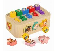 Dickly Children Wooden Sorting Car Toy With Shape Matching Numbers One To Five Geometric Stacker And Pegs Builds Early Math Coordination And Focus suitable for toddler learning activities daycare