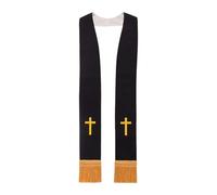 Dickly Clergy Mass Stole,Cross Embroidery for Party Supplies,Graduation, Black
