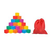 Dickly Colorful Wooden Cube Solids, Learning Math Toy, Colorful Square Wooden Blocks, Stacking Toy for Classroom School and Kids, 2cm 50pcs