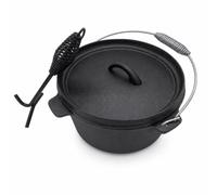 Dickly Cooking Iron Camping Pot Stew Pot Dutch Oven With Side Lugs And Hook Tool Uncoated For Easy Lifting And Heat Control Suitable for campfire camping festival cookouts patio fire bowls