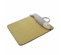 Dickly Cooling Floor Pad Pet Cooling Mat Dog Cat Bed Cushion With Breathable Woven Rattan Surface Scratch Resistant Washable Design With Raised Pillow Suitable for sofa lounging, 50 40cm, Fish Mat