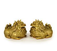Dickly Copper Decorative Statue Brass Mythical Creature Figurine Ornament Sculpture Decor With Detailed Scaly Surface And, 25 Large Wealth Pixiu B Type 1 Pair - L25cm W17cm H20cm, 6kg
