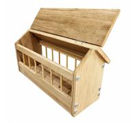 Dickly Covered Trough Pigeon Feeder Solid Wood Construction Automatic Feeder With Vertical Divider Rods For Use, 100CM