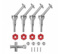 Dickly Cvd Drive Shaft Rc Car Shaft Axle Joint Replacement Hardened Iron Core Electroplated Surface Enhanced Durability Controlled Steering Suitable for 1/14, SET, Silver-red