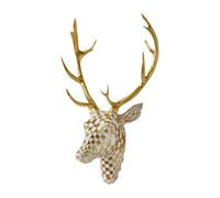 Dickly Deer Head Wall Mount Ornament for Home, Animal Head Wall Sculptures Resin Modern Art Statue Animal Heads Deer Sculpture Wall Craft Decoration for Living Room Bedroom Office, White Gold