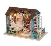 Dickly DIY Miniature House Model Ornamental DIY Wooden Dollhouse with Music Immersive Wooden Architectural Model with Furnishings for Adults, Teens, Style A