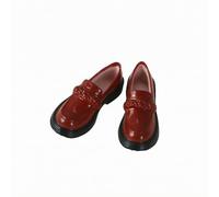 Dickly Doll Footwear Loafer Shoes Slip On Flats Miniature Accessory With Low Heel And Raised Strap In PVC Suitable for OB22 OB24 Dolls Display Dress Up Styling , Red